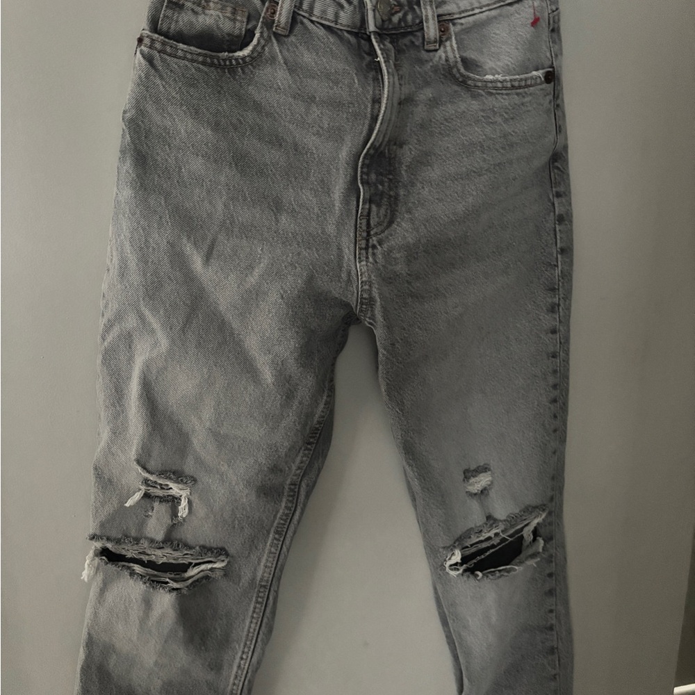 Zara Gray Relaxed Distressed Jeans